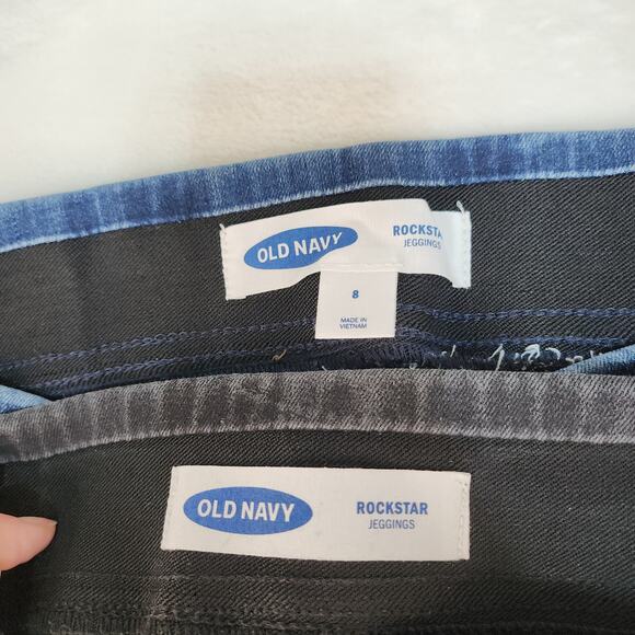 Old Navy Rockstar Jeggings Womens 8 2 Pairs Blue Black Ripped Destroyed Stretch - Picture 11 of 13